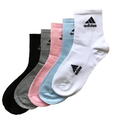 фото Комплект женских разноцветных спортивных носков адидас, 5 пар / носки женские разноцветные адидас 5 шт. / женские носки адидас, 5 пар. mega outlet