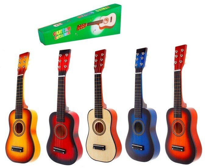 Музыкальная игрушка "Гитара" 58 см, 6 струн, медиатор, цвета микс