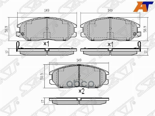 Колодки Тормозные Перед Ssangyong Actyon 05-11/ Kyron 05-/ Rexton 01- Sat арт. ST-48130090A2