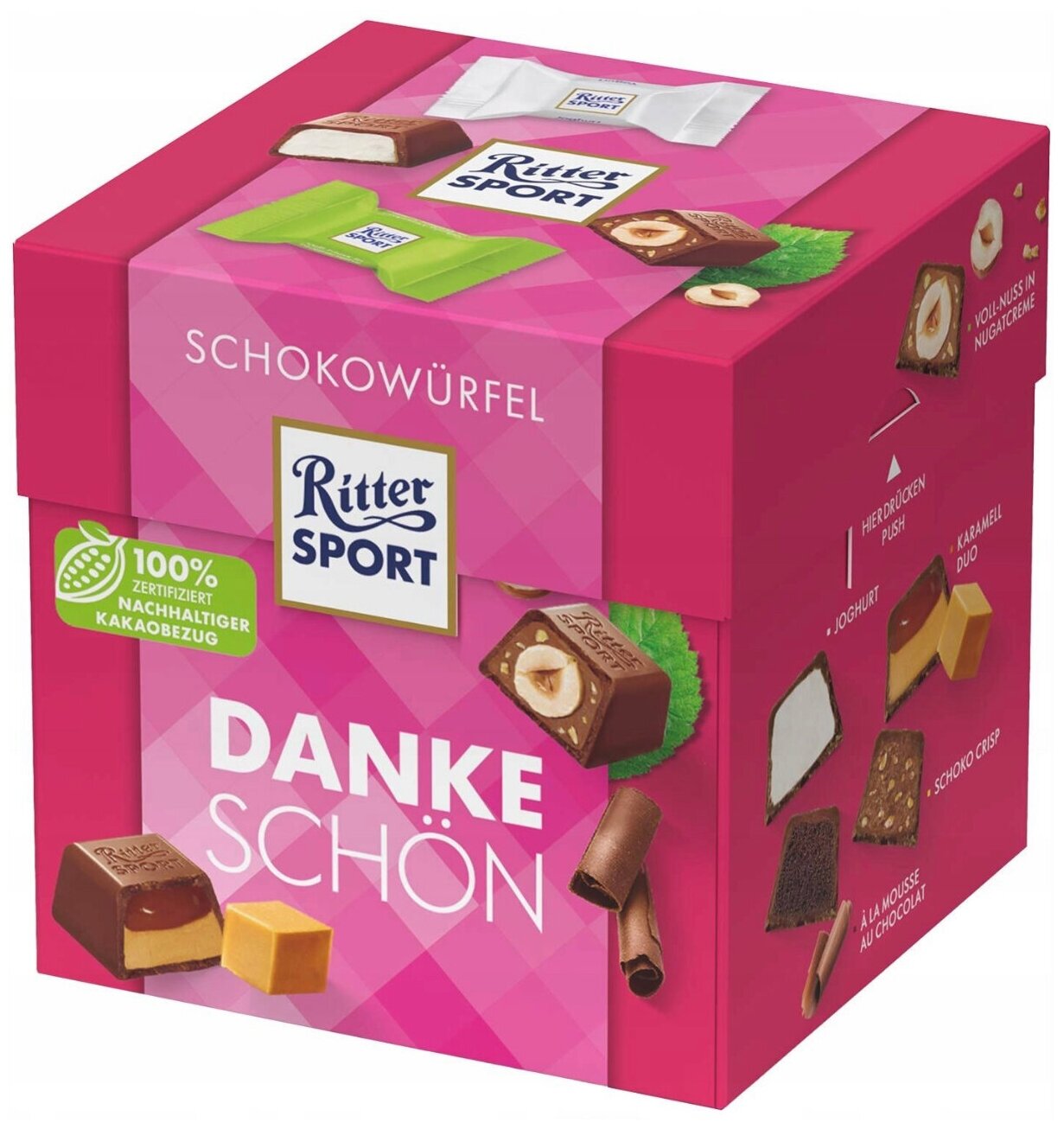 Набор мини-шоколад Ritter sport DANKE SCHON, Шоколадные конфеты ассорти (Германия), 176гр - фотография № 1