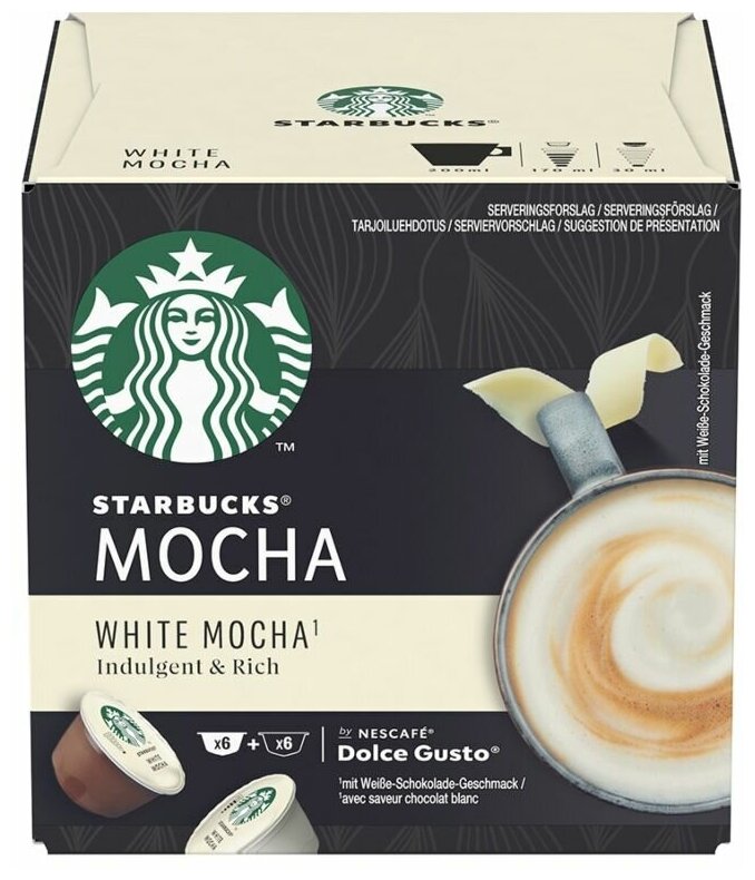 Кофе натуральный жареный молотый Nescafe Dolce Gusto Starbucks White Mocha 12caps,123g - фотография № 1