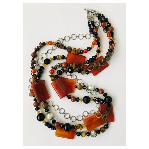 Ожерелье из сердолика, агата, авантюрина, перламутра и хрусталя