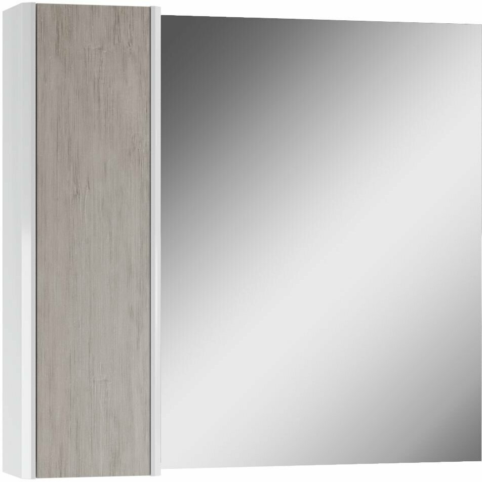 Шкаф-зеркало Uno 80 Дуб серый левый/правый Домино