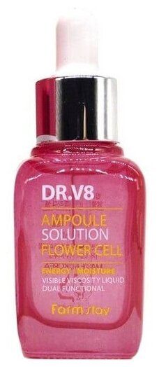 Сыворотка ампульная с экстрактами цветов FarmStay DR-V8 Ampoule Solution Flower Cell, 30ml - фото №4