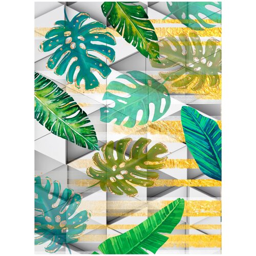Фотообои URBAN Design 3Д 3Д стена с тропическими листьями, 200 x 270 см