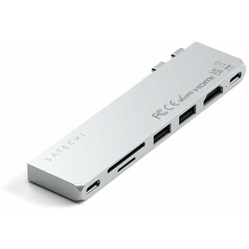 Хаб USB Satechi USB-C Pro Slim Silver ST-HUCPHSS адаптер хаб переходник концентратор usb c hub 6 в 1 с 2 х usb 3 0 hdmi 4k pd зарядка до 87w для macbook pro air