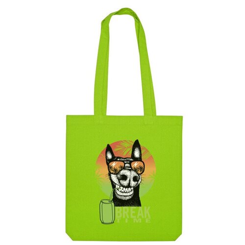 сумка собака на отдыхе зеленое яблоко Сумка шоппер Us Basic, зеленый