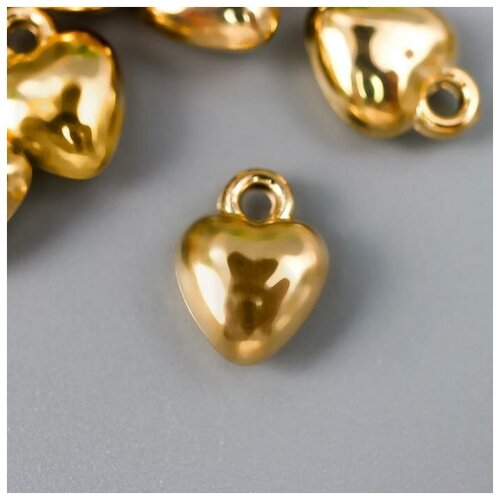Подвеска Сердце, цвет золото 8х10 мм, 20 штук подвеска металл золото осьминог 16 х 20 мм белый 5 штук