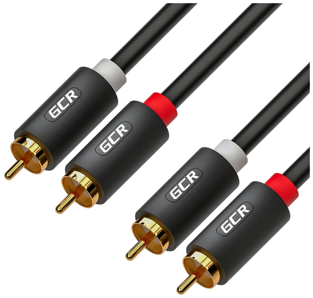 GCR Кабель 7.5m аудио 2 х RCA / 2 х RCA , Gold, черный, GCR-53117 GCR-53117