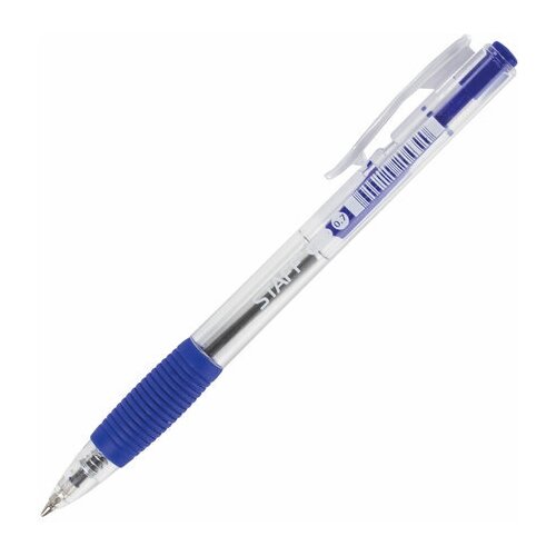 Купить STAFF Ручка шариковая автоматическая с грипом STAFF Basic , синяя, корпус прозрачный, 0, 7 мм, линия письма 0, 35 мм, 142820
