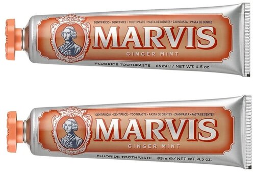 Комплект зубных паст Marvis Ginger Mint Имбирь и мята, 2 шт по 85 мл