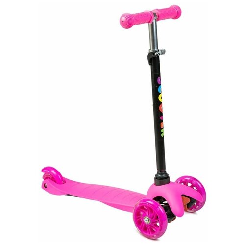 фото Самокат детский трехколесный scooter со светящимися колесами 120 мм (розовый)