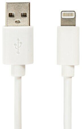 Кабель белый USB 2.0-Lightning, 1 м, SONNEN, медь, для передачи данных и зарядки iPhone/iPad, 513559