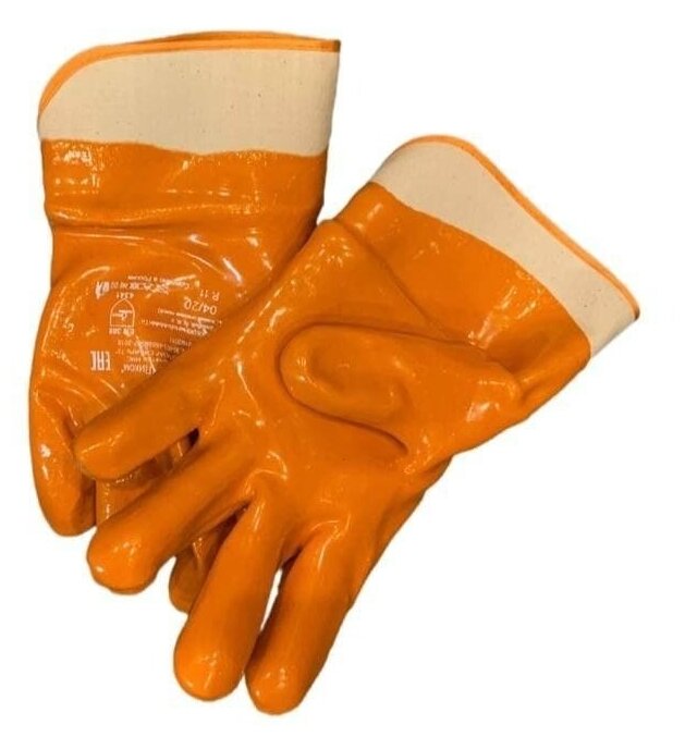 Нитриловые рабочие перчатки с обливом маслобензостойкие зима - фотография № 2