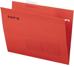 Подвесные папки Staff А4 (350х240 мм) до 80 л, комплект 10 шт, красные, картон, , 270931