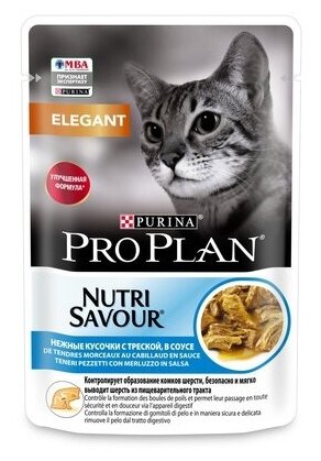 Purina Pro Plan (паучи) Паучи Кусочки в соусе для кошек с треской (Derma) 1234277112457450 0,085 кг 25358 (34 шт)