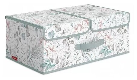 Коробка одежда Valiant Botanic складной двухсекционный с крышкой BOX-L2, 50х30х20 см, серый/голубой - фото №12