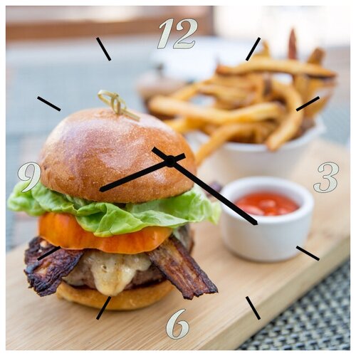 фото Svs настенные часы svs 4001742 kitchen большой бургер и картошка