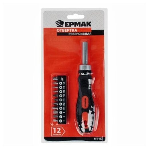 Ермак Отвертка реверсив.,адаптер 1/4,биты:SL4,SL5.5,SL6.5,PH1,PH2,PZ1,PZ2,TORX10,TORX15,TORX20,сталь - фотография № 9