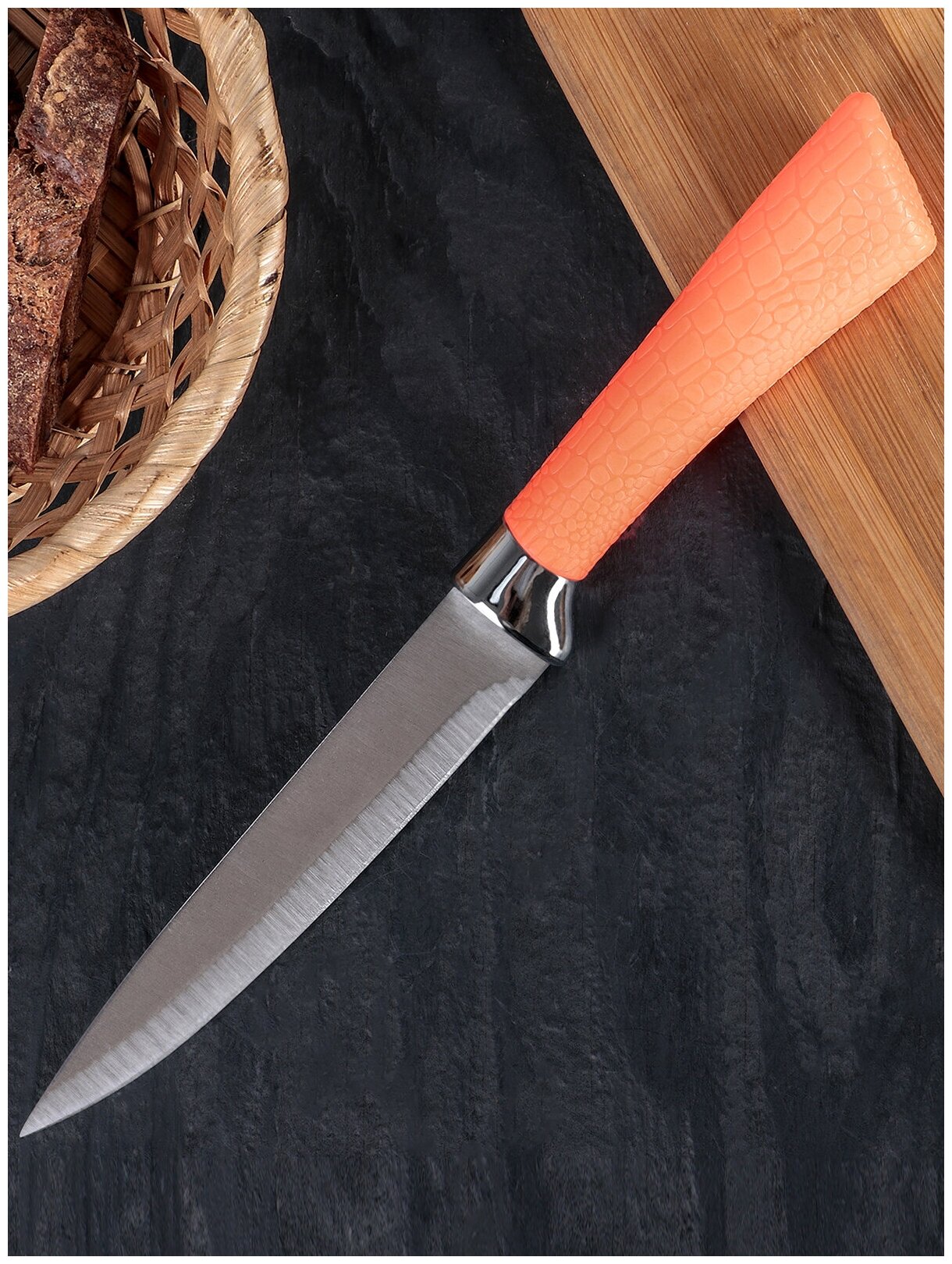 Нож кухонный Рич лезвие 12,5 см, цвет оранжевый