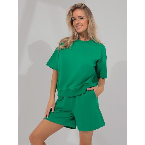 фото Костюм спортивный vitacci sp888-13 женский коралловый 95% хлопок, 5% эластан футболка+шорты) женский коралловый+95% хлопок, 5% эластан (46-48 (m)