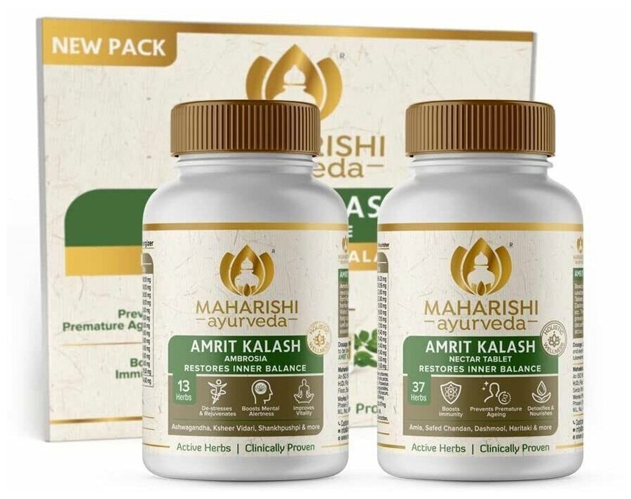 Амрит Калаш для иммунитета, без сахара Махариши Amrit Kalash sugar free Maharishi 60 гр. + 60 таб.