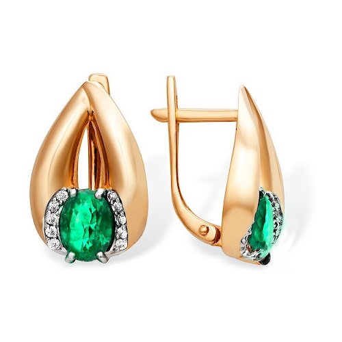 Золотые серьги с наноизумрудом
