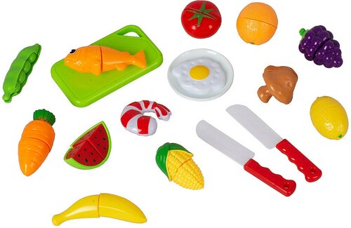 Набор игрушечных продуктов для нарезки поварёнок половинки на липучках с ножом и разделочной доской 666-85 Tongde