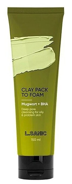 Маска-пенка глиняная для умывания, 150 мл, Mugwort & BHA Clay Pack to Foam, L.Sanic, 8809480774034