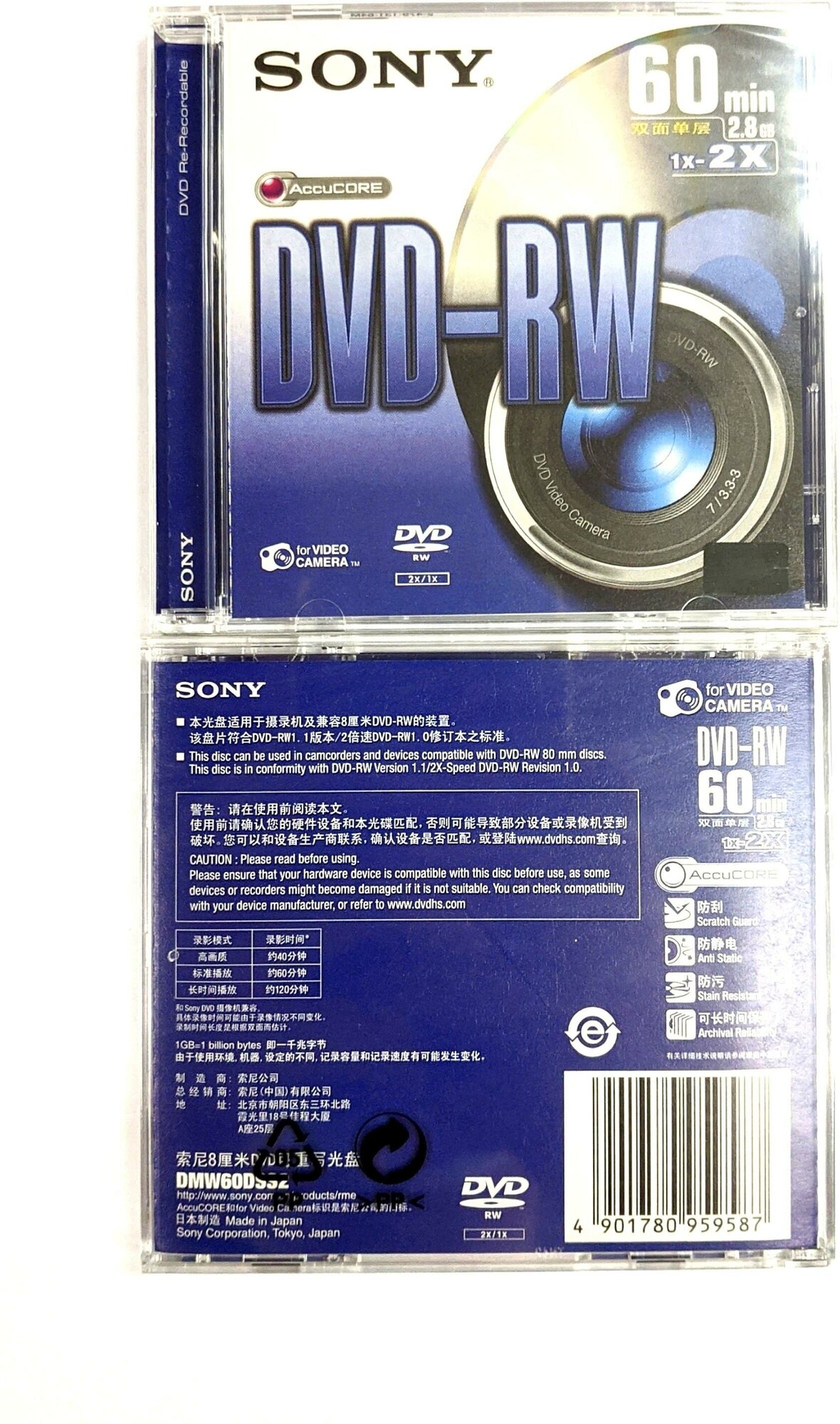 Цифровой оптический диск mini DVD-RW SONY, 60 min, 2,8 Gb.