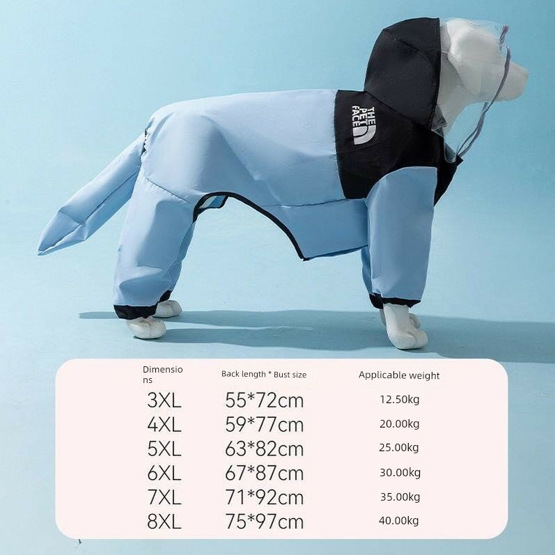 Bondi Blue 5XL Водонепроницаемый дождевик для собак средних/крупных пород (40-50 фунтов)