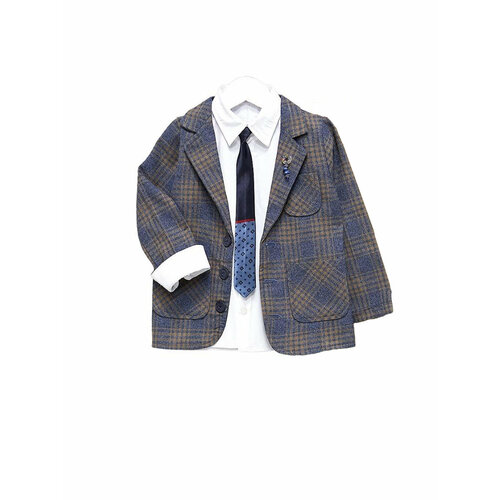 Пиджак Weeny, подкладка, размер 122, синий, коричневый
