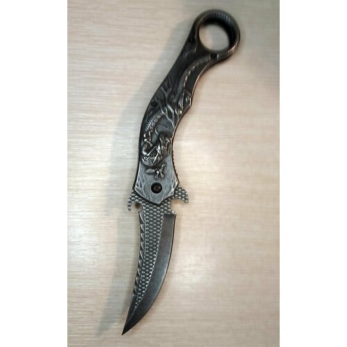 фото Складной туристический нож, длина лезвия 9 см металлическая рукоять тайвань