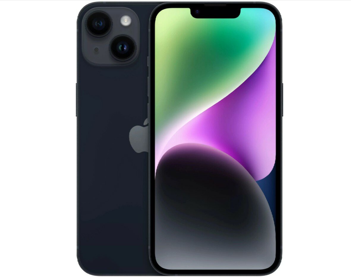 Смартфон Apple iPhone 14 128 ГБ, Dual: nano SIM + eSIM, тёмная ночь