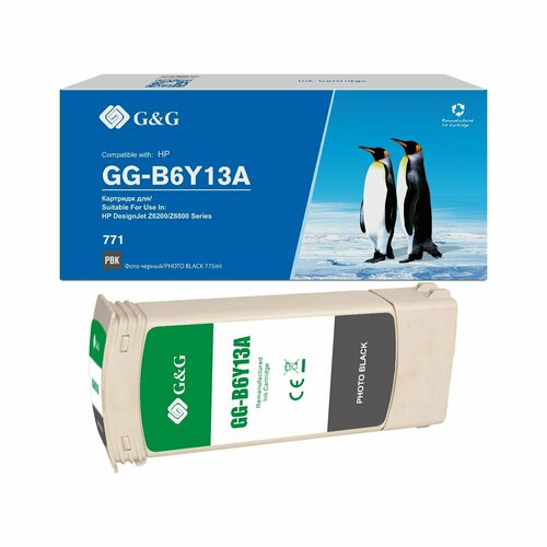 G&G GG-B6Y13A картридж струйный (HP 771 - B6Y13A) черный 775 мл картридж струйный hp 771c b6y13a фото черный 775мл для hp b6y13a