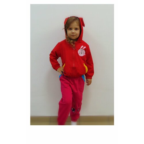 фото Олимпийка , средней длины, капюшон, карманы, размер 1, красный julie nellie kids