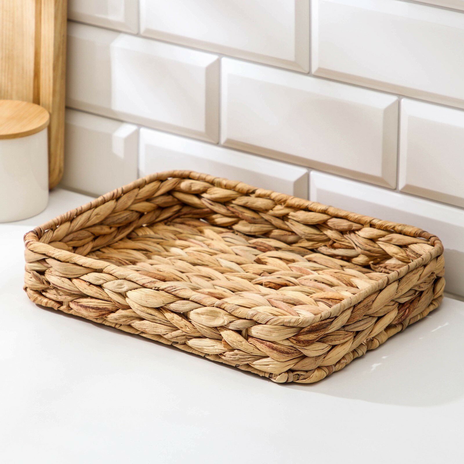 Корзинка для подачи Доляна «Камыш» 28×20×5 см из соломы цвет бежевый