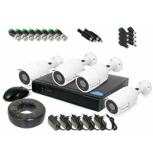 Готовый комплект 4k-8mp уличного видеонаблюдение KDM 147-A8 и SKY-2704-8M 4 уличные 8mp камеры и гибридный видеорегистратор в подарочной упаковке
