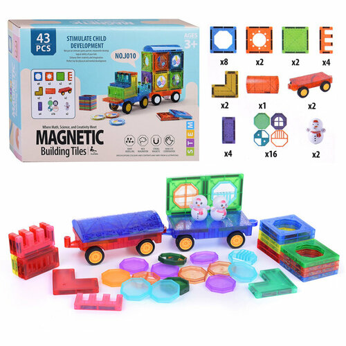 Конструктор магнитный детский Магнетик Oubaoloon J010 (43 детали) в коробке