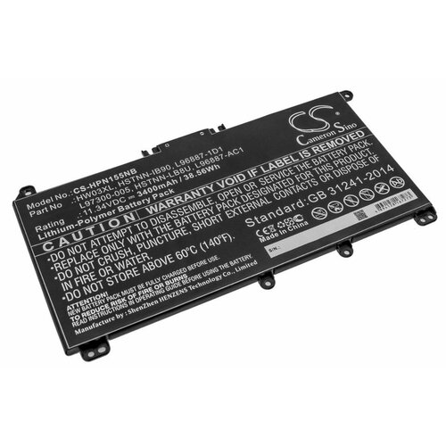 Аккумуляторная батарея CameronSino CS HPN155NB для ноутбука HP Pavilion 15 EG0073CL, Pavilion 15 15 EG0000 (HW03XL) 3400mAh