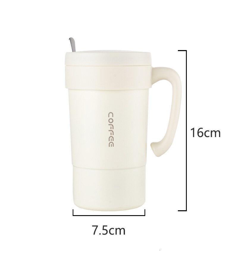 Термокружка для кофе термостакан термос для чая термо кружка 580 мл- белая с ложкой - фотография № 2