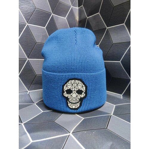 фото Шапка бини , размер 50-55, голубой мама в теме