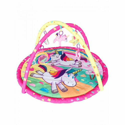 Детский развивающий коврик с дугами BABY WHALES Unicorns Единороги 95*95*45