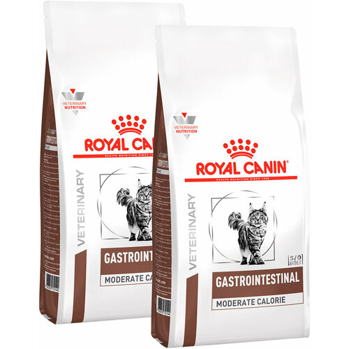 ROYAL CANIN GASTRO INTESTINAL MODERATE CALORIE GIM35 для взрослых кошек при заболеваниях ЖКТ с умеренным содержанием энергии (0,4 + 0,4 кг)