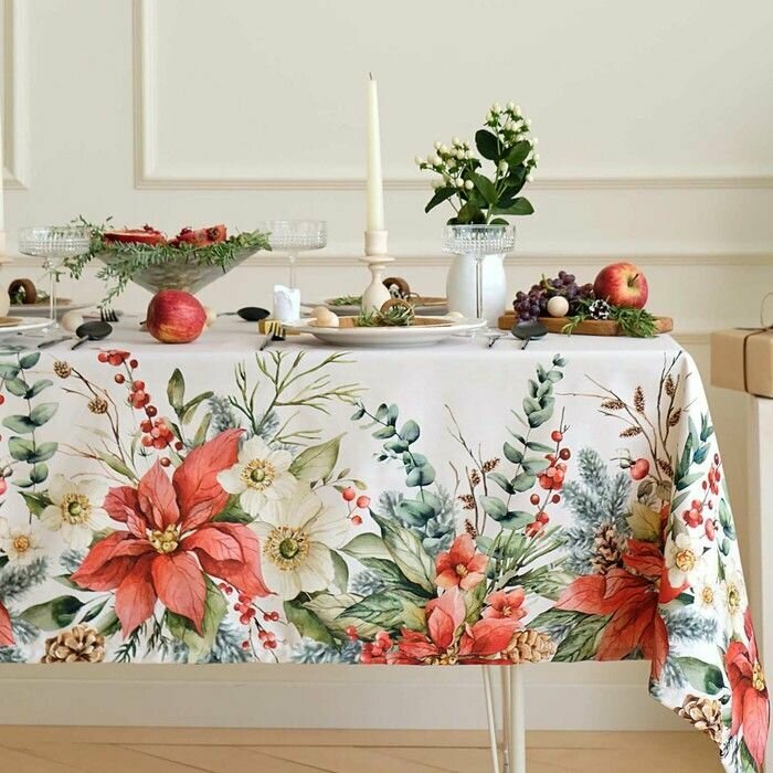 фото Скатерть Этель Пуансетия, 110х149 см, 100% хл, саржа 190 г/м2