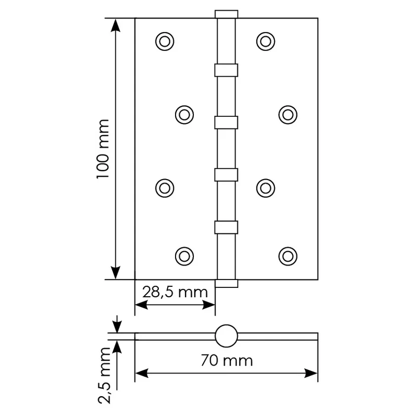 Петля дверная универсальная латунная Morelli MBU 100X70X3-4BB Cofe кофе - фотография № 3