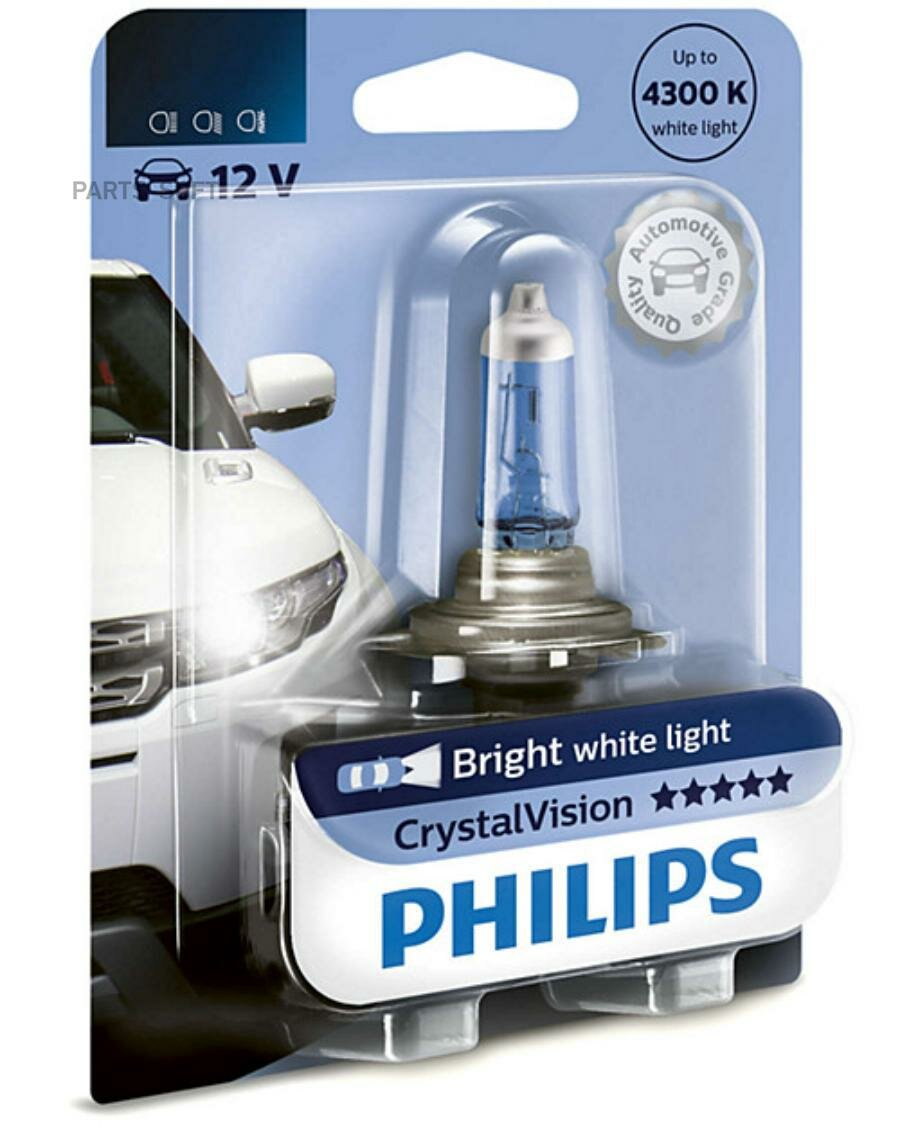 PHILIPS 12342CVB1 Лампа галогенная блистер 1шт H4 12V 55W P43T-38 CRISTAL VISION (4300K, излучают яркий белый свет)