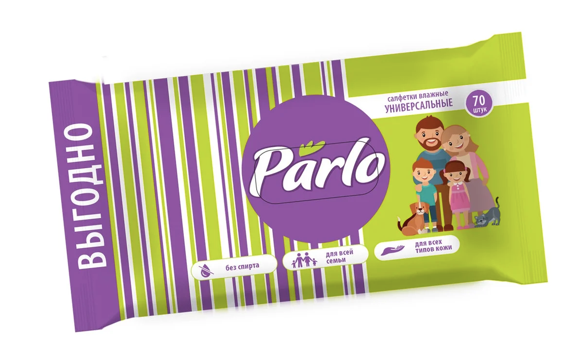 Влажные салфетки универсальные для всей семьи Parlo 70 штук