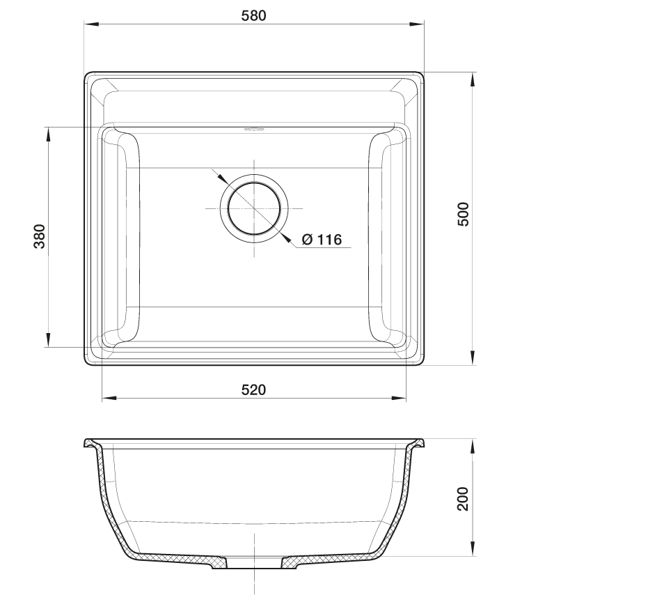 Мойка кухонная GranFest VERTEX GF-V-580 1-чаш 580*500мм топаз, мрамор - фотография № 7