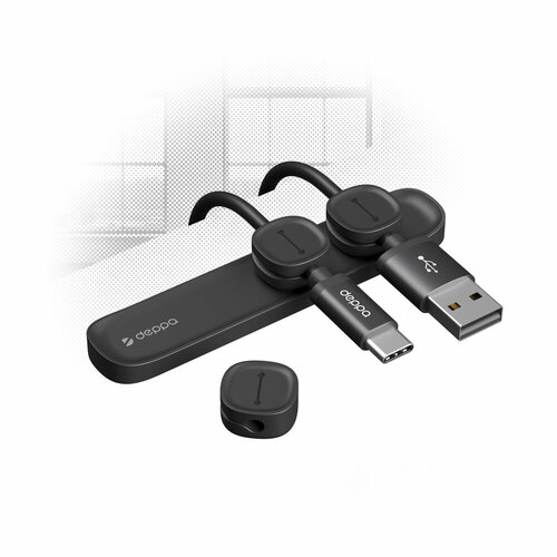 Держатель для кабелей Mage Cable магнитный черный Deppa 55192-OZ Без заводской упаковки 524₽